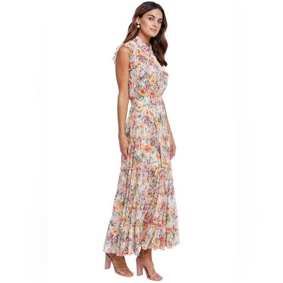 Misa Los Angeles Trina Floral Swiss Dot Sleeveless Maxi Dress New Size XS - Picture 2 of 14